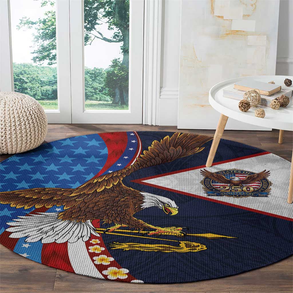American Samoa and United States Semiquincentennial Round Carpet Bald Eagle with National Flag Style