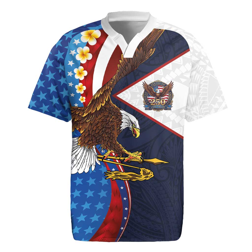 American Samoa and United States Semiquincentennial Rugby Jersey Bald Eagle with National Flag Style LT03 Multicolor - Polynesian Pride