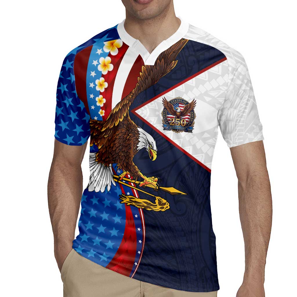 American Samoa and United States Semiquincentennial Rugby Jersey Bald Eagle with National Flag Style LT03 - Polynesian Pride