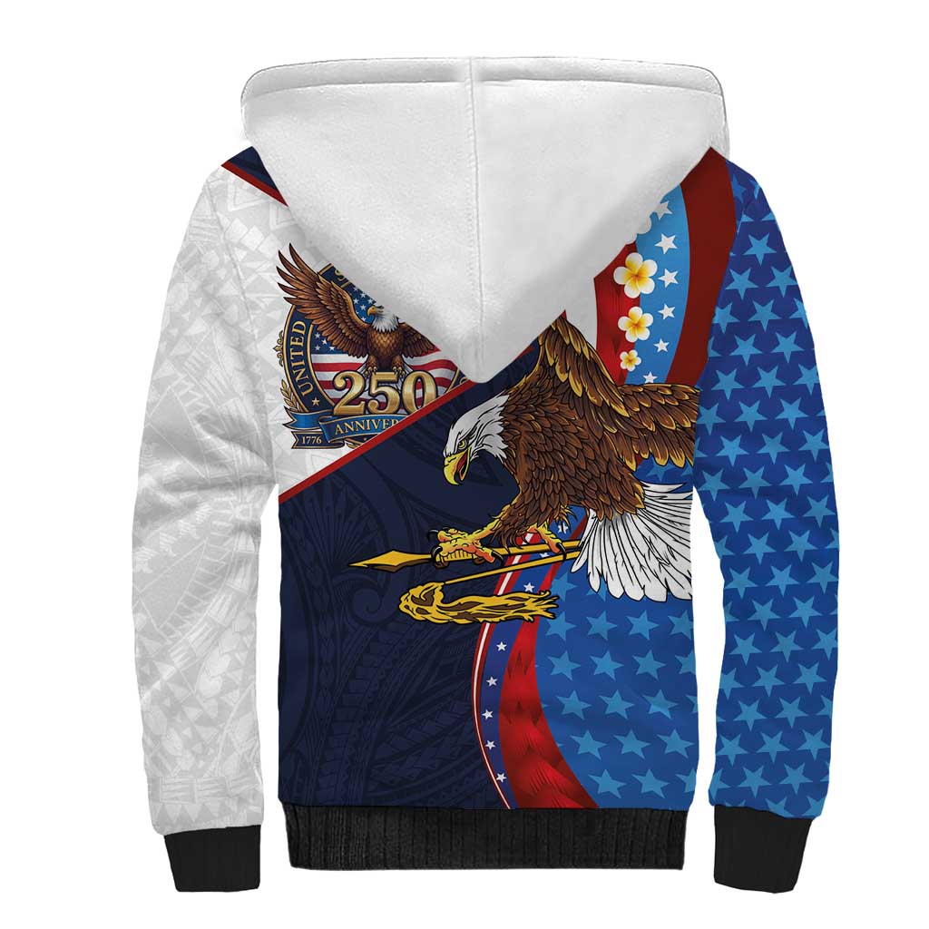 American Samoa and United States Semiquincentennial Sherpa Hoodie Bald Eagle with National Flag Style LT03 - Polynesian Pride