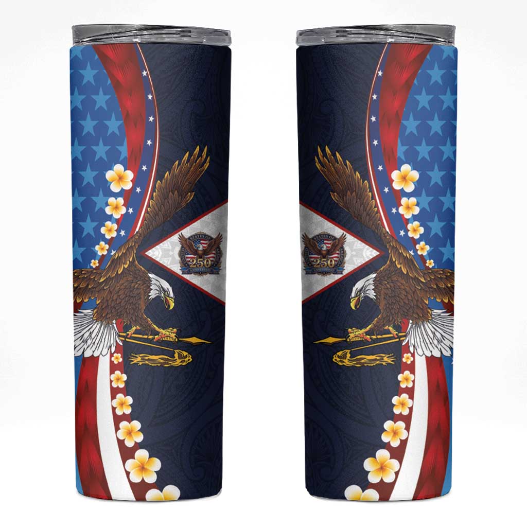 American Samoa and United States Semiquincentennial Skinny Tumbler Bald Eagle with National Flag Style