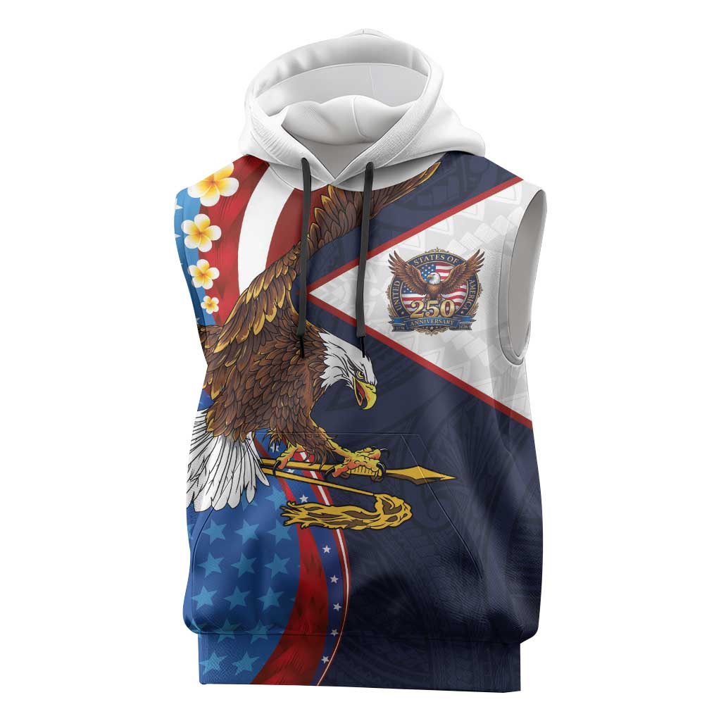 American Samoa and United States Semiquincentennial Sleeveless Hoodie Bald Eagle with National Flag Style