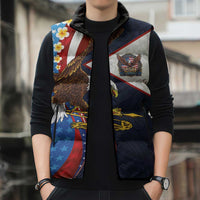 American Samoa and United States Semiquincentennial Sleeveless Puffer Jacket Bald Eagle with National Flag Style