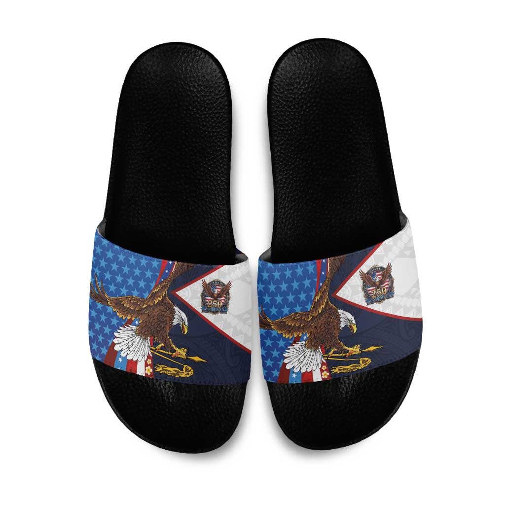 American Samoa and United States Semiquincentennial Slide Sandals Bald Eagle with National Flag Style