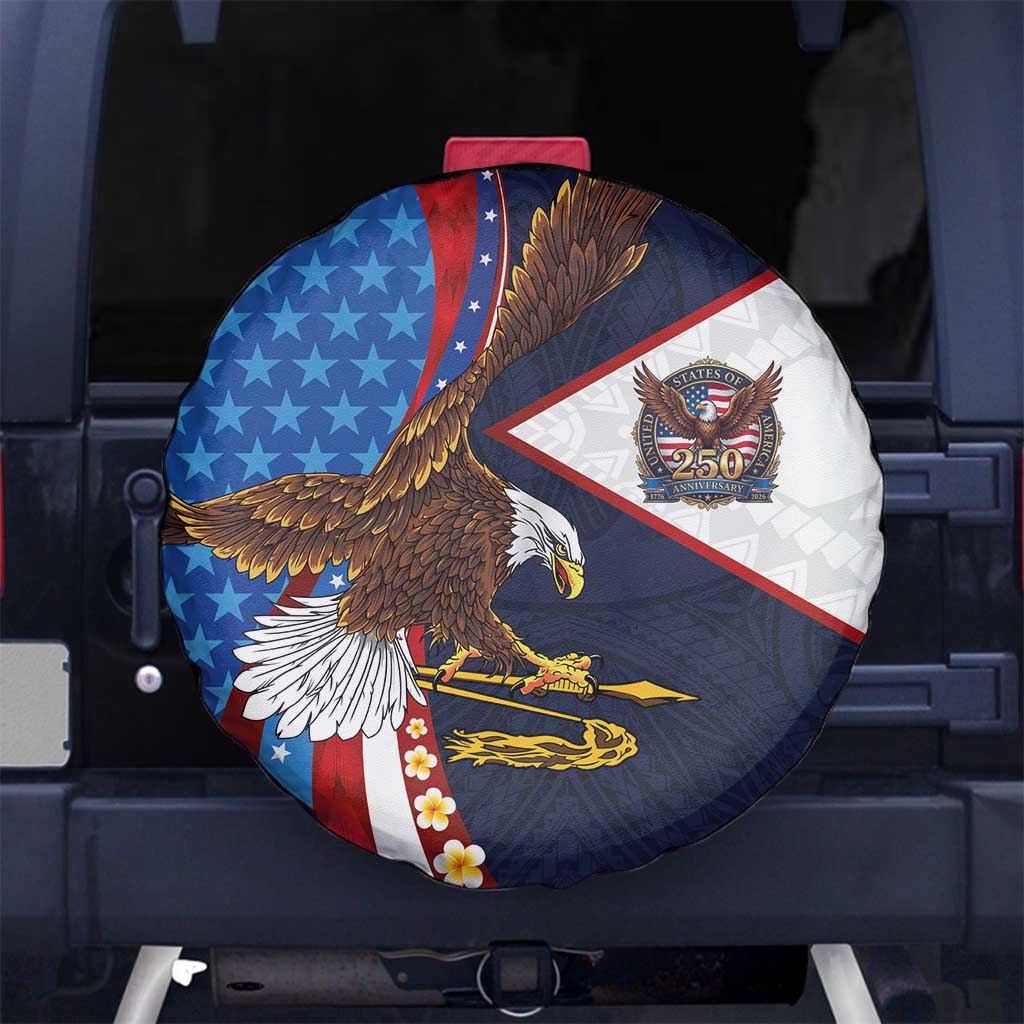 American Samoa and United States Semiquincentennial Spare Tire Cover Bald Eagle with National Flag Style LT03 No hole Multicolor - Polynesian Pride