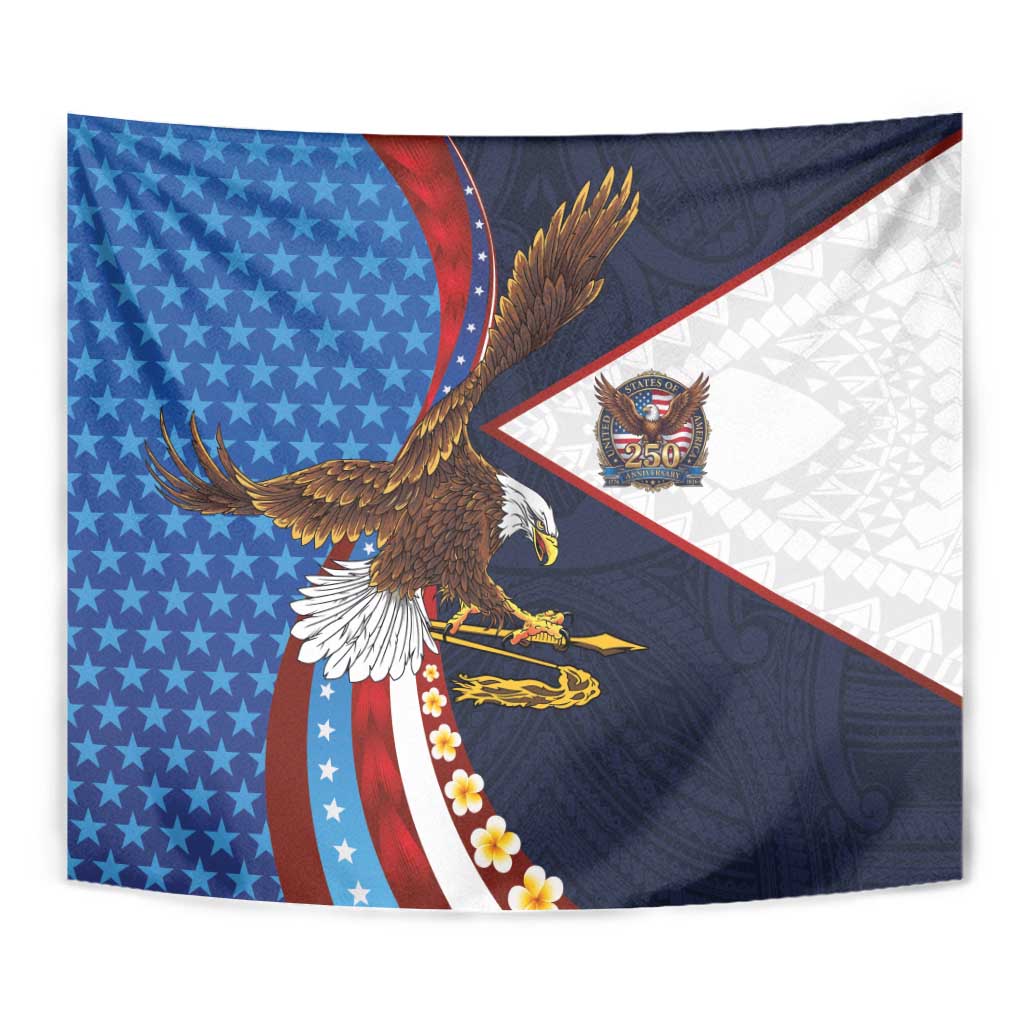 American Samoa and United States Semiquincentennial Tapestry Bald Eagle with National Flag Style LT03 - Polynesian Pride