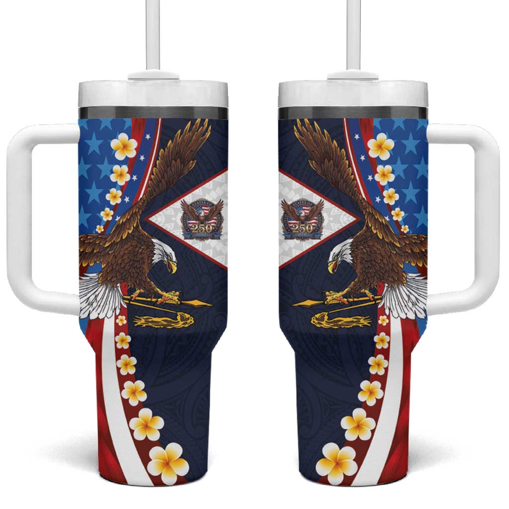 American Samoa and United States Semiquincentennial Tumbler With Handle Bald Eagle with National Flag Style