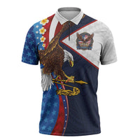 American Samoa and United States Semiquincentennial Zipper Polo Shirt Bald Eagle with National Flag Style LT03 Multicolor - Polynesian Pride