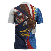 American Samoa and United States Semiquincentennial Zipper Polo Shirt Bald Eagle with National Flag Style LT03 - Polynesian Pride