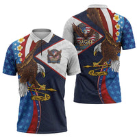 American Samoa and United States Semiquincentennial Zipper Polo Shirt Bald Eagle with National Flag Style LT03 - Polynesian Pride