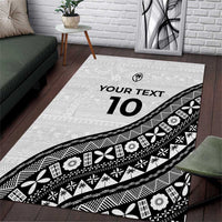 Custom Fijian Rugby Area Rug Tapa Pattern and Palm Tree Tribal LT03 White - Polynesian Pride
