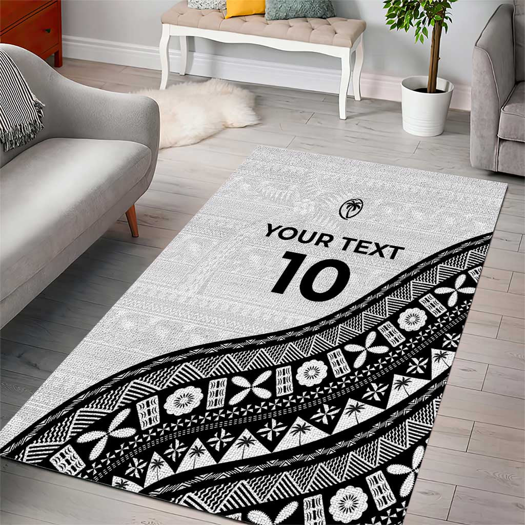 Custom Fijian Rugby Area Rug Tapa Pattern and Palm Tree Tribal LT03 - Polynesian Pride