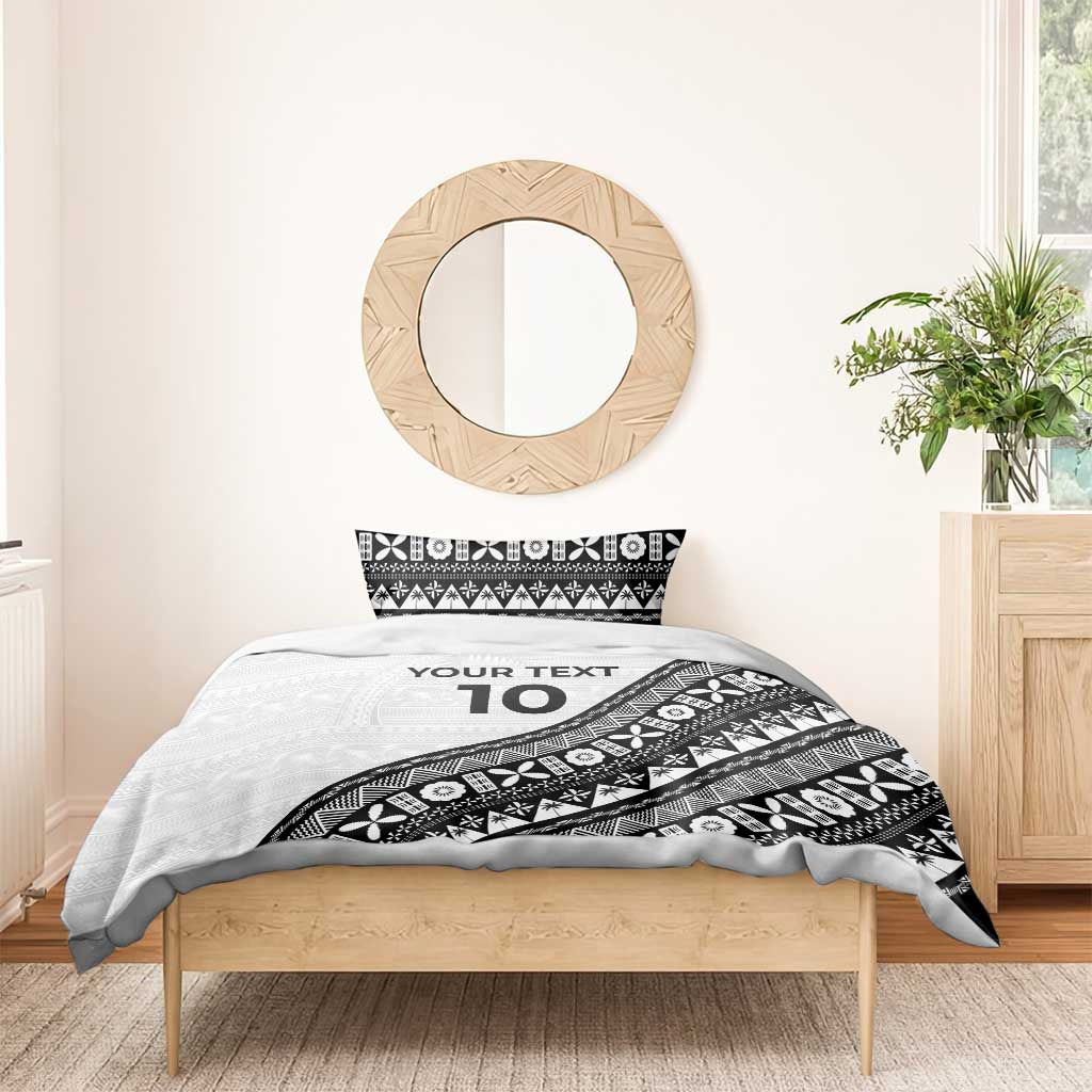 Custom Fijian Rugby Bedding Set Tapa Pattern and Palm Tree Tribal