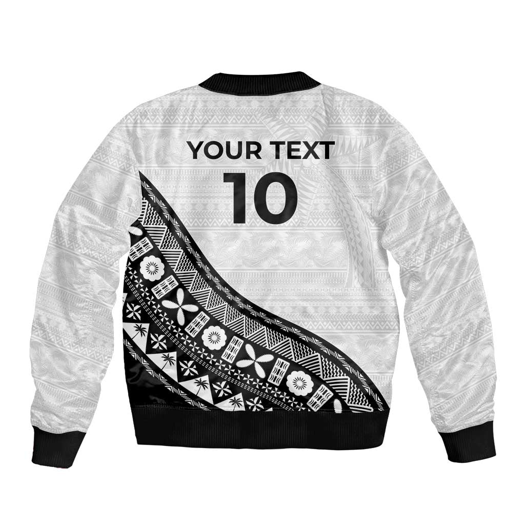 Custom Fijian Rugby Bomber Jacket Tapa Pattern and Palm Tree Tribal LT03 - Polynesian Pride