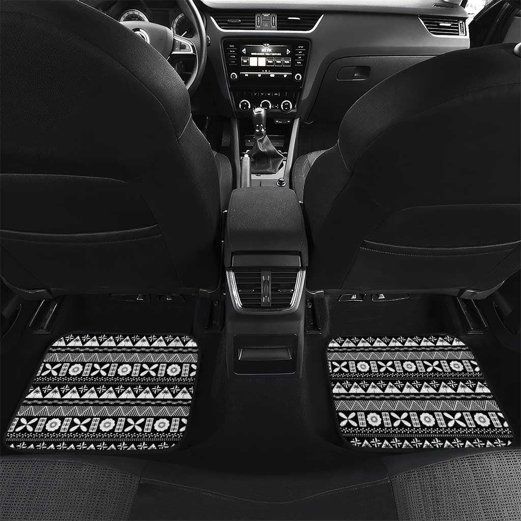 Custom Fijian Rugby Car Mats Tapa Pattern and Palm Tree Tribal LT03 Set 2pcs - Back White - Polynesian Pride