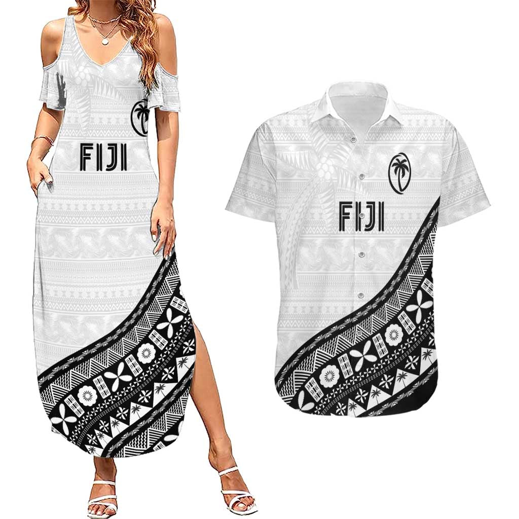 Custom Fijian Rugby Couples Matching Summer Maxi Dress and Hawaiian Shirt Tapa Pattern and Palm Tree Tribal