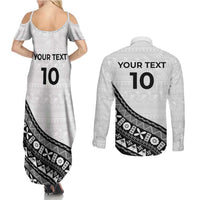 Custom Fijian Rugby Couples Matching Summer Maxi Dress and Long Sleeve Button Shirt Tapa Pattern and Palm Tree Tribal LT03 - Polynesian Pride