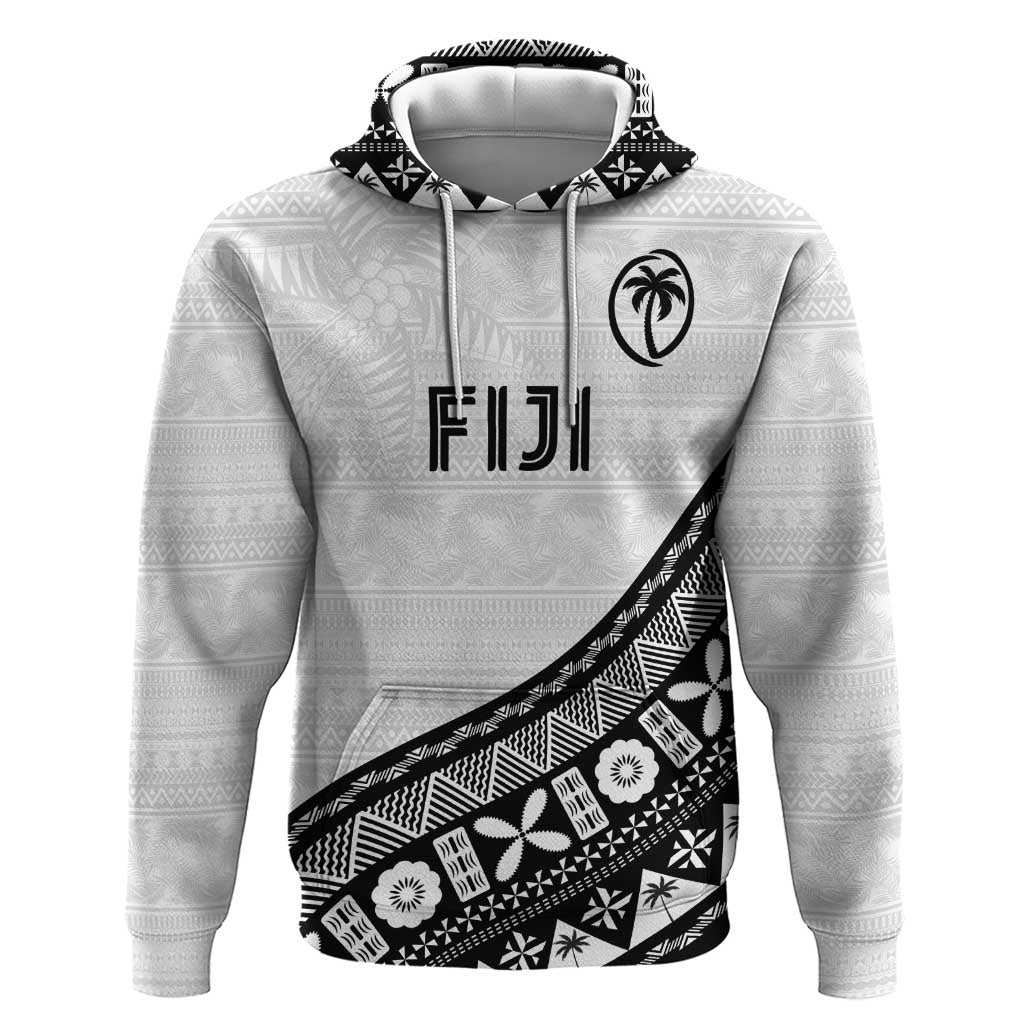 Custom Fijian Rugby Hoodie Tapa Pattern and Palm Tree Tribal LT03 Pullover Hoodie White - Polynesian Pride