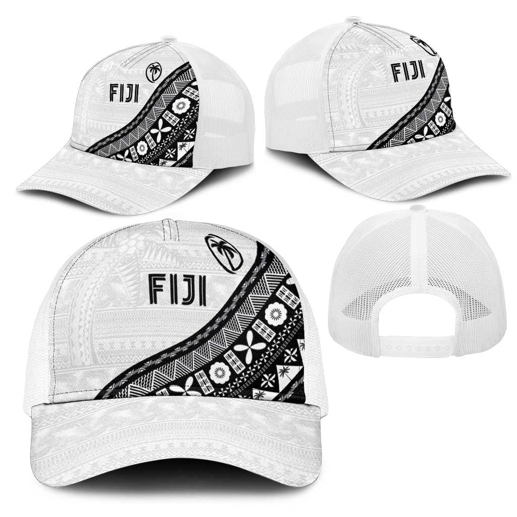 Fijian Rugby Mesh Trucker Cap Tapa Pattern and Palm Tree Tribal