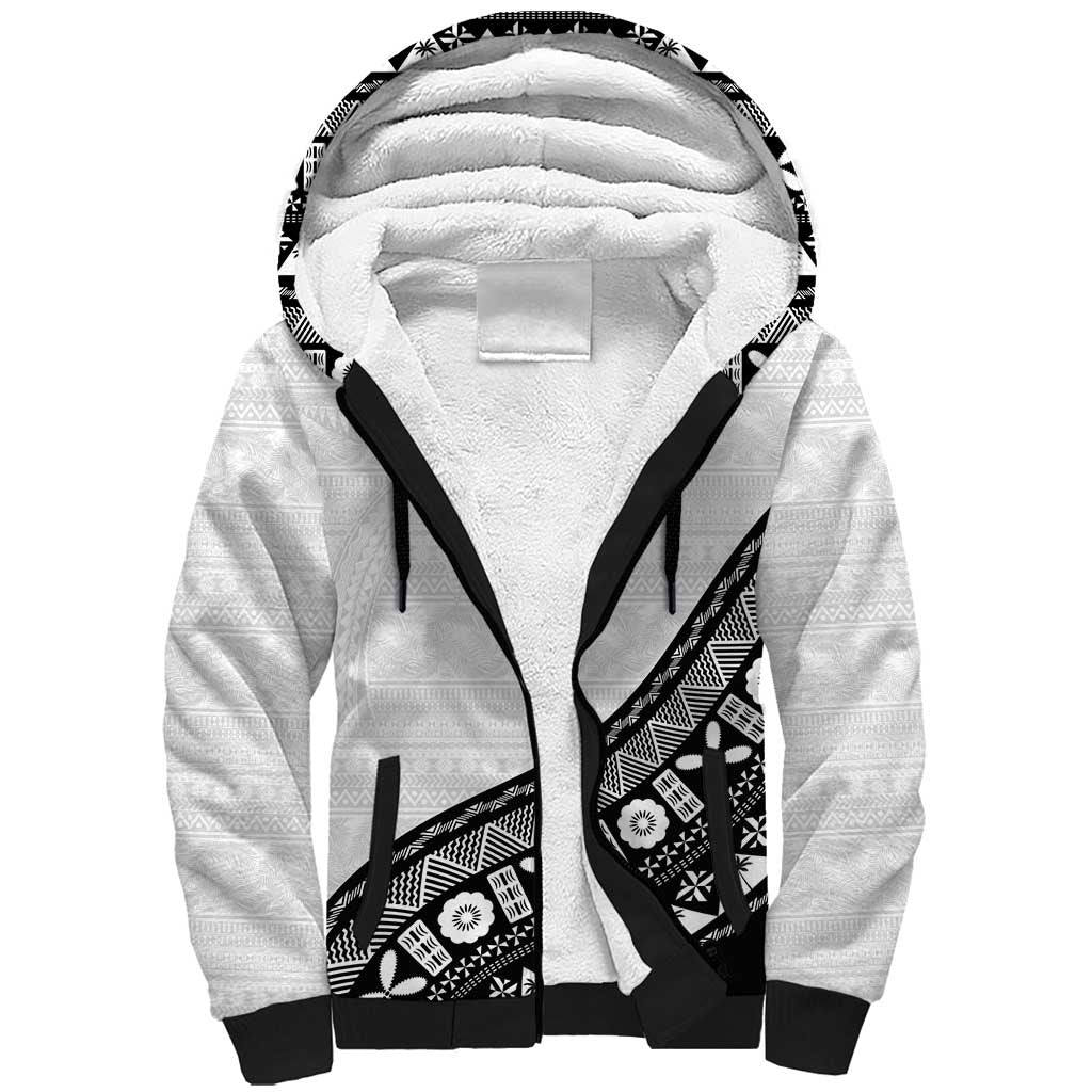 Custom Fijian Rugby Sherpa Hoodie Tapa Pattern and Palm Tree Tribal