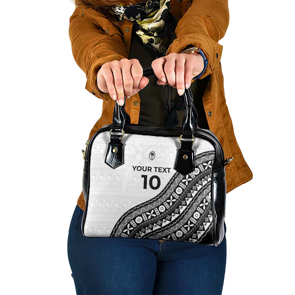 Custom Fijian Rugby Shoulder Handbag Tapa Pattern and Palm Tree Tribal LT03 One Size White - Polynesian Pride