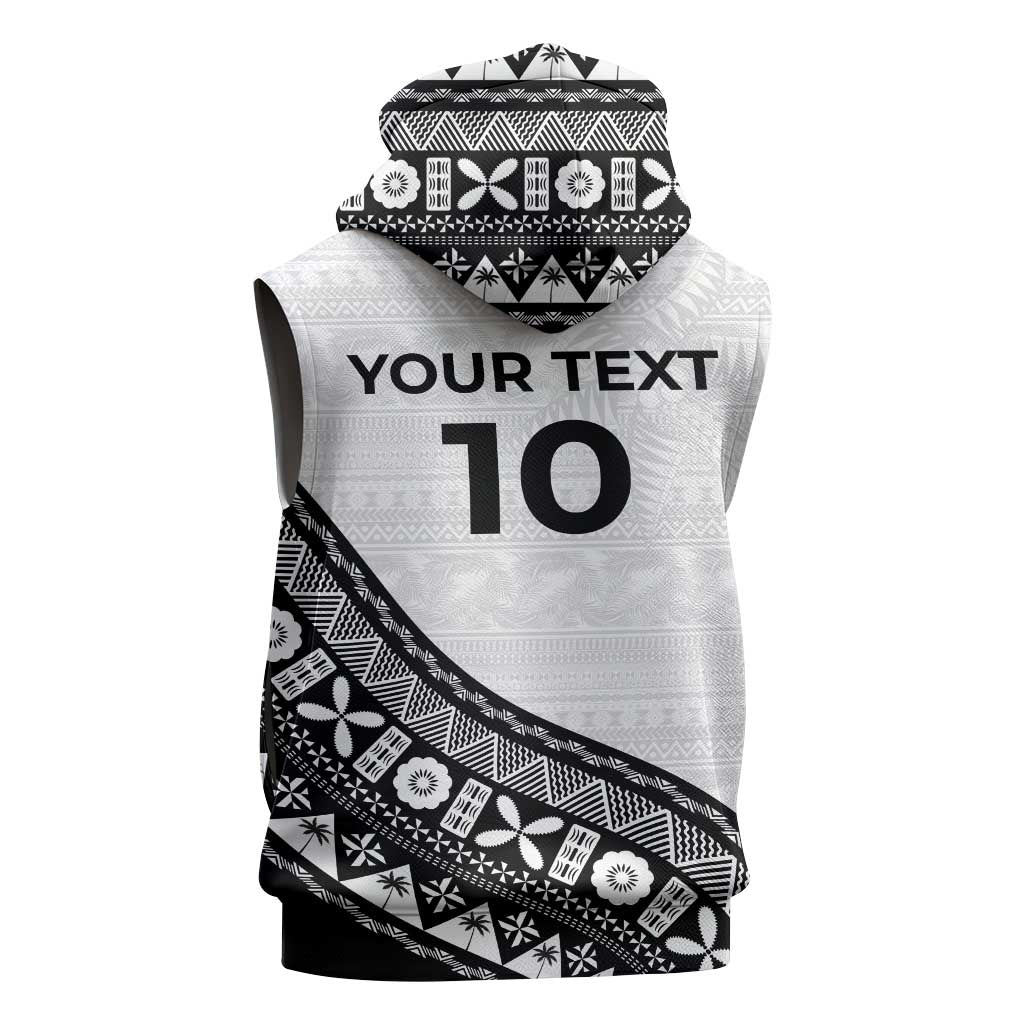 Custom Fijian Rugby Sleeveless Zip Hoodie Tapa Pattern and Palm Tree Tribal LT03 - Polynesian Pride