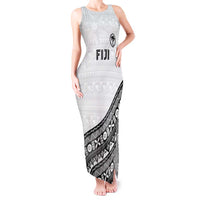 Custom Fijian Rugby Tank Maxi Dress Tapa Pattern and Palm Tree Tribal