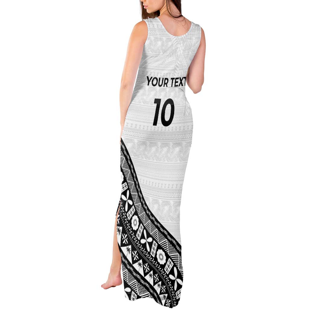 Custom Fijian Rugby Tank Maxi Dress Tapa Pattern and Palm Tree Tribal