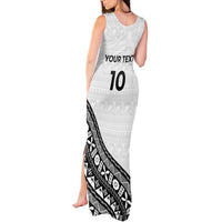Custom Fijian Rugby Tank Maxi Dress Tapa Pattern and Palm Tree Tribal