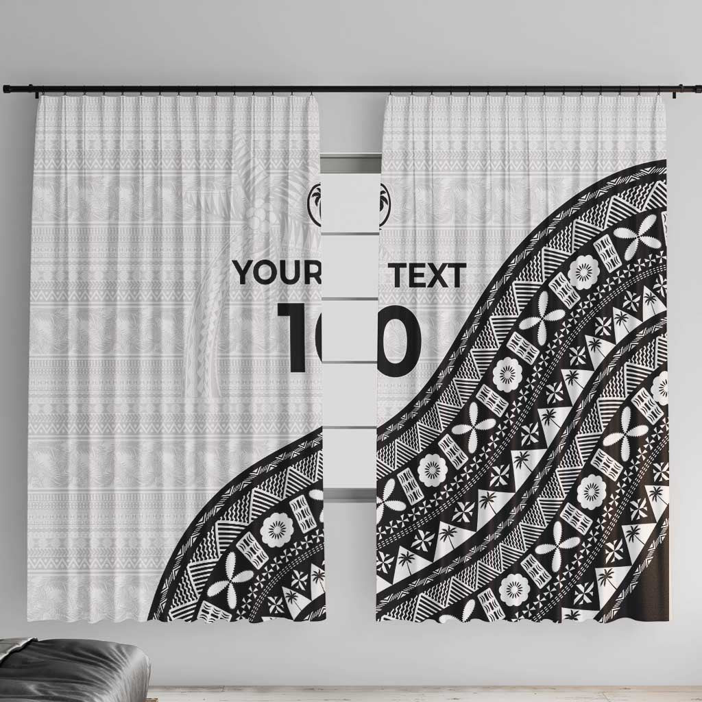 Custom Fijian Rugby Window Curtain Tapa Pattern and Palm Tree Tribal