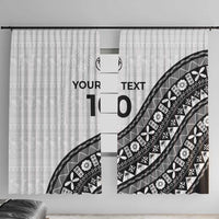 Custom Fijian Rugby Window Curtain Tapa Pattern and Palm Tree Tribal