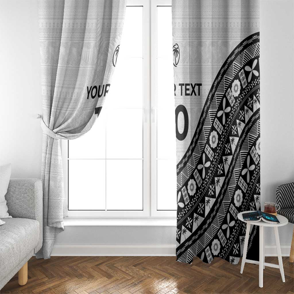 Custom Fijian Rugby Window Curtain Tapa Pattern and Palm Tree Tribal