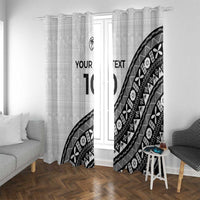 Custom Fijian Rugby Window Curtain Tapa Pattern and Palm Tree Tribal