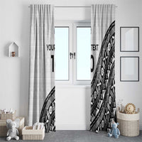 Custom Fijian Rugby Window Curtain Tapa Pattern and Palm Tree Tribal