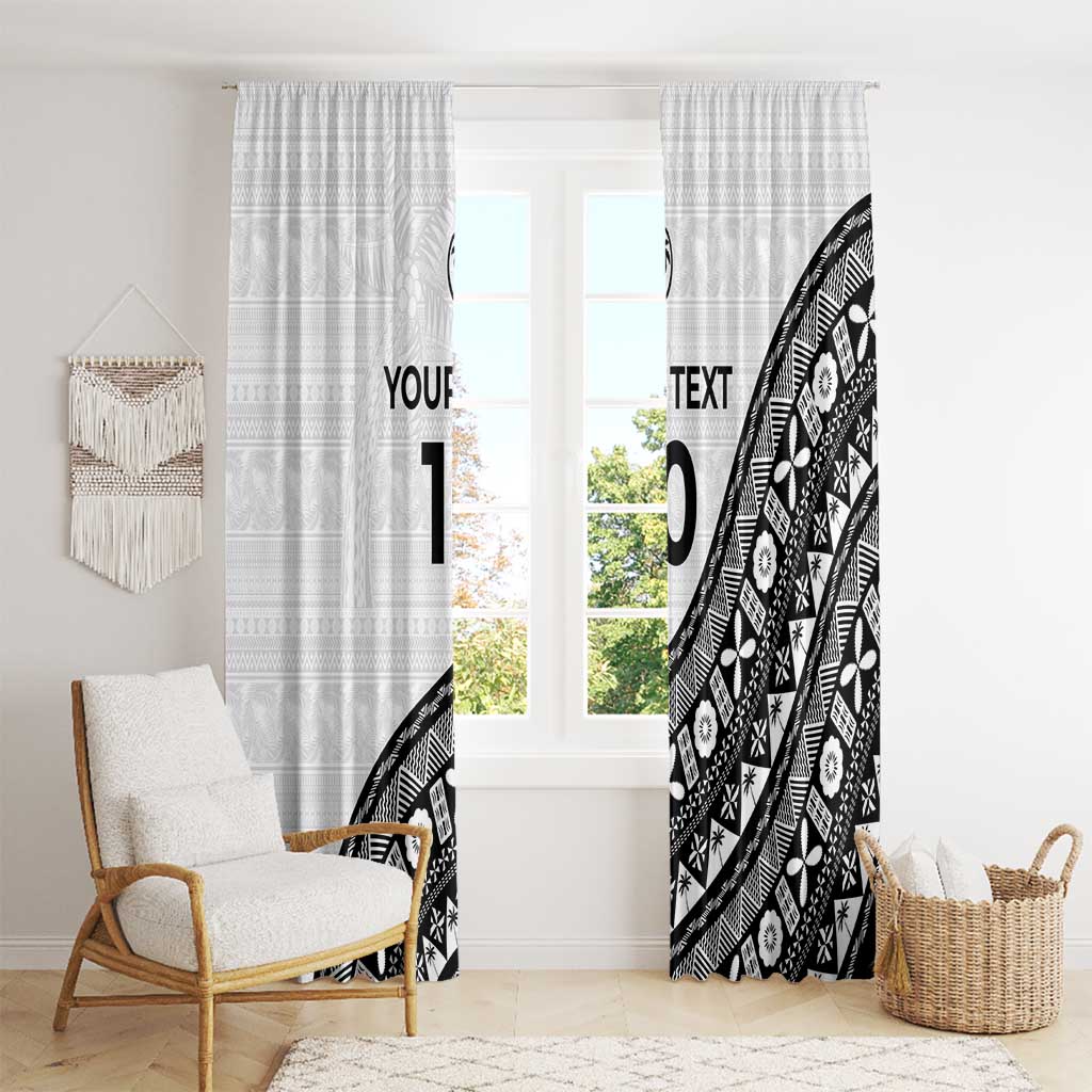 Custom Fijian Rugby Window Curtain Tapa Pattern and Palm Tree Tribal