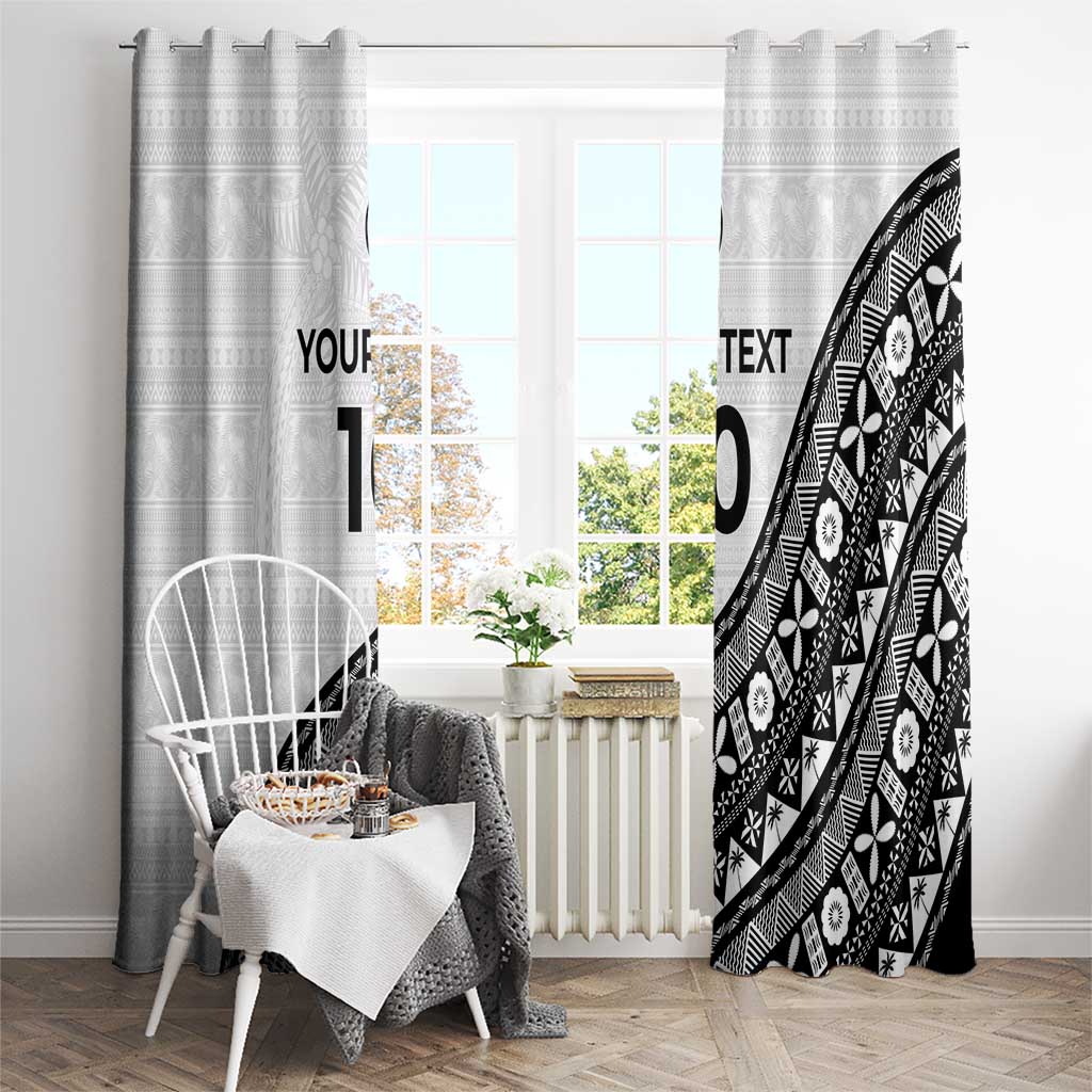 Custom Fijian Rugby Window Curtain Tapa Pattern and Palm Tree Tribal