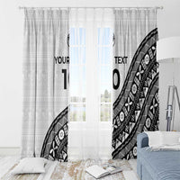 Custom Fijian Rugby Window Curtain Tapa Pattern and Palm Tree Tribal