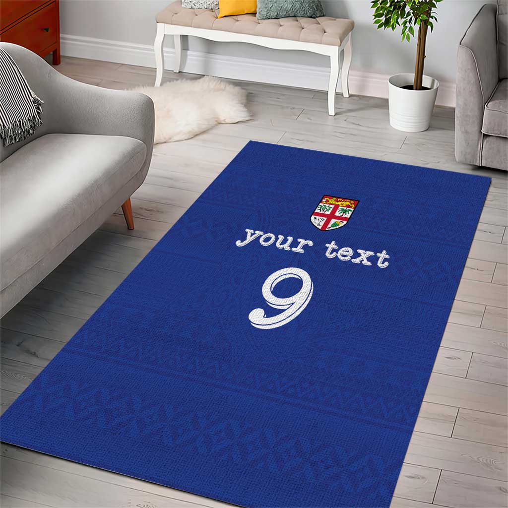 Custom Fijian Football Area Rug Tapa Pattern and Shark Tribal LT03 - Polynesian Pride
