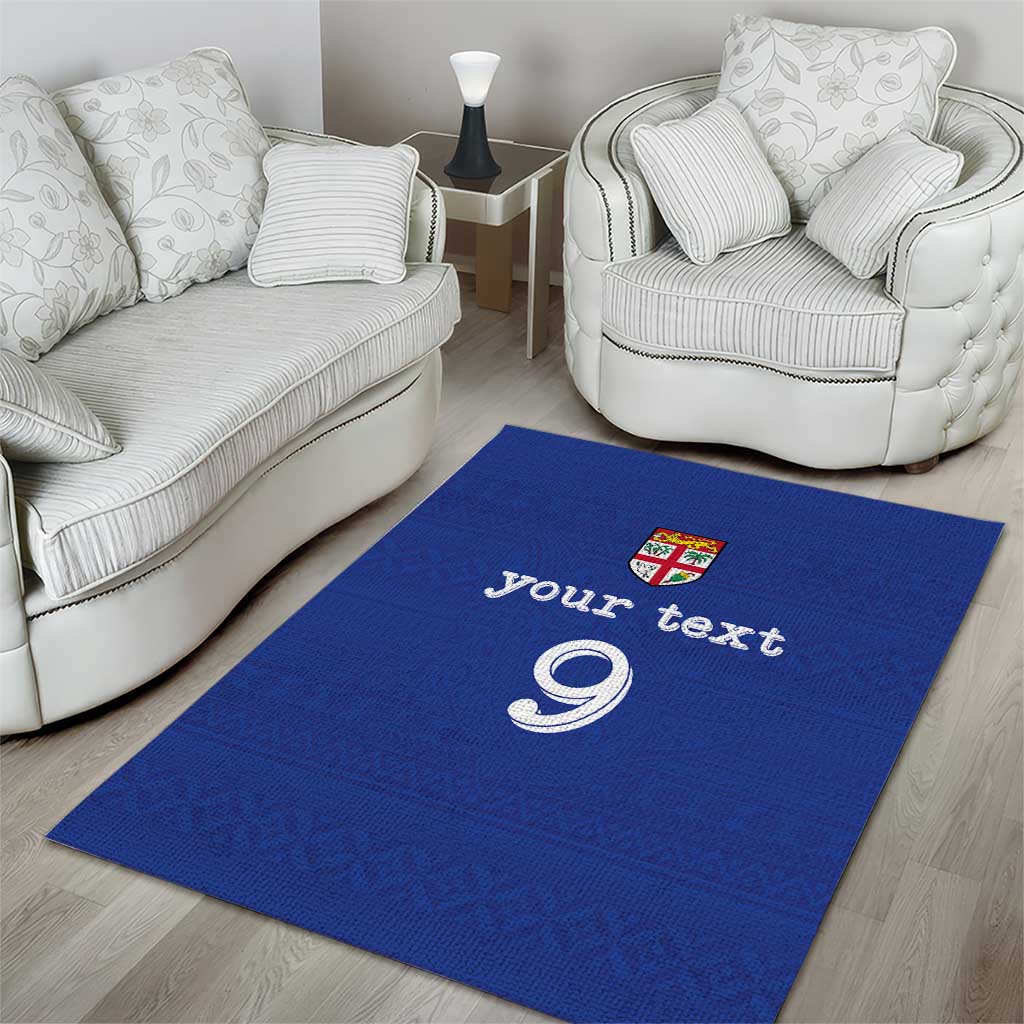 Custom Fijian Football Area Rug Tapa Pattern and Shark Tribal LT03 - Polynesian Pride
