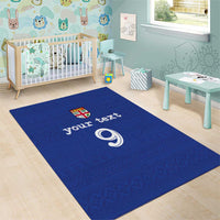Custom Fijian Football Area Rug Tapa Pattern and Shark Tribal LT03 - Polynesian Pride
