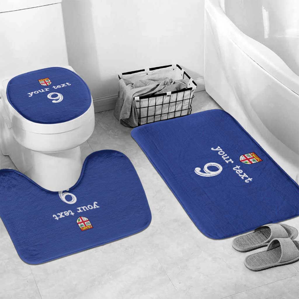 Custom Fijian Football Bathroom Set Tapa Pattern and Shark Tribal