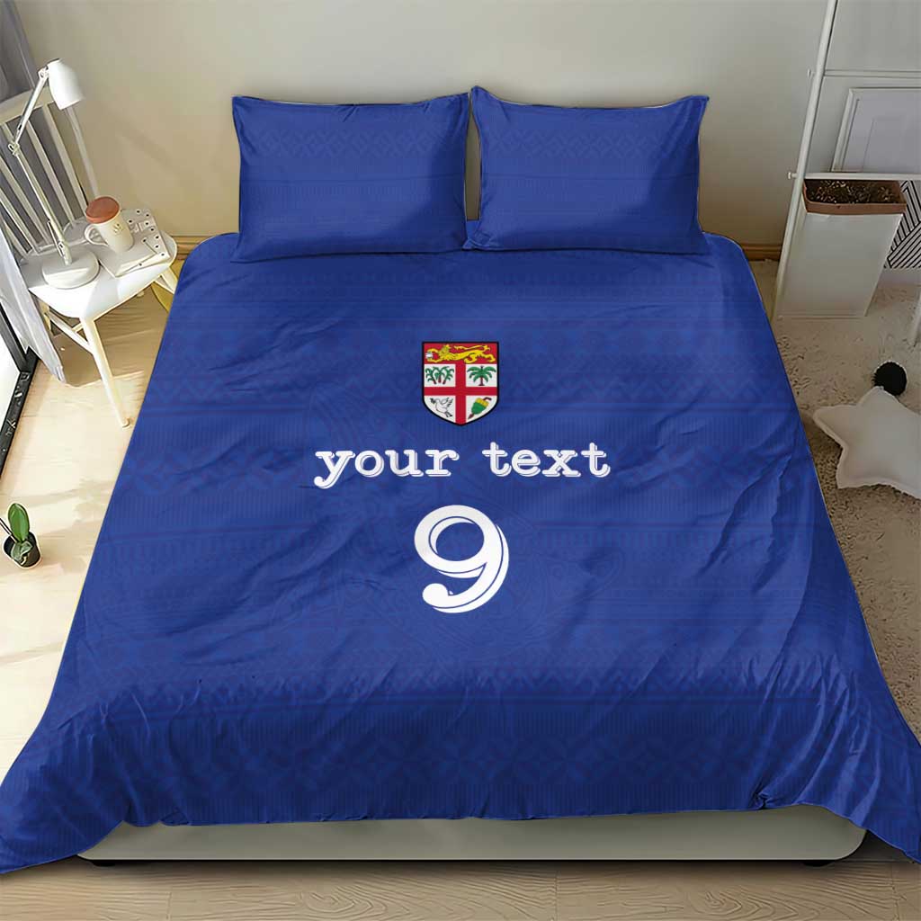 Custom Fijian Football Bedding Set Tapa Pattern and Shark Tribal