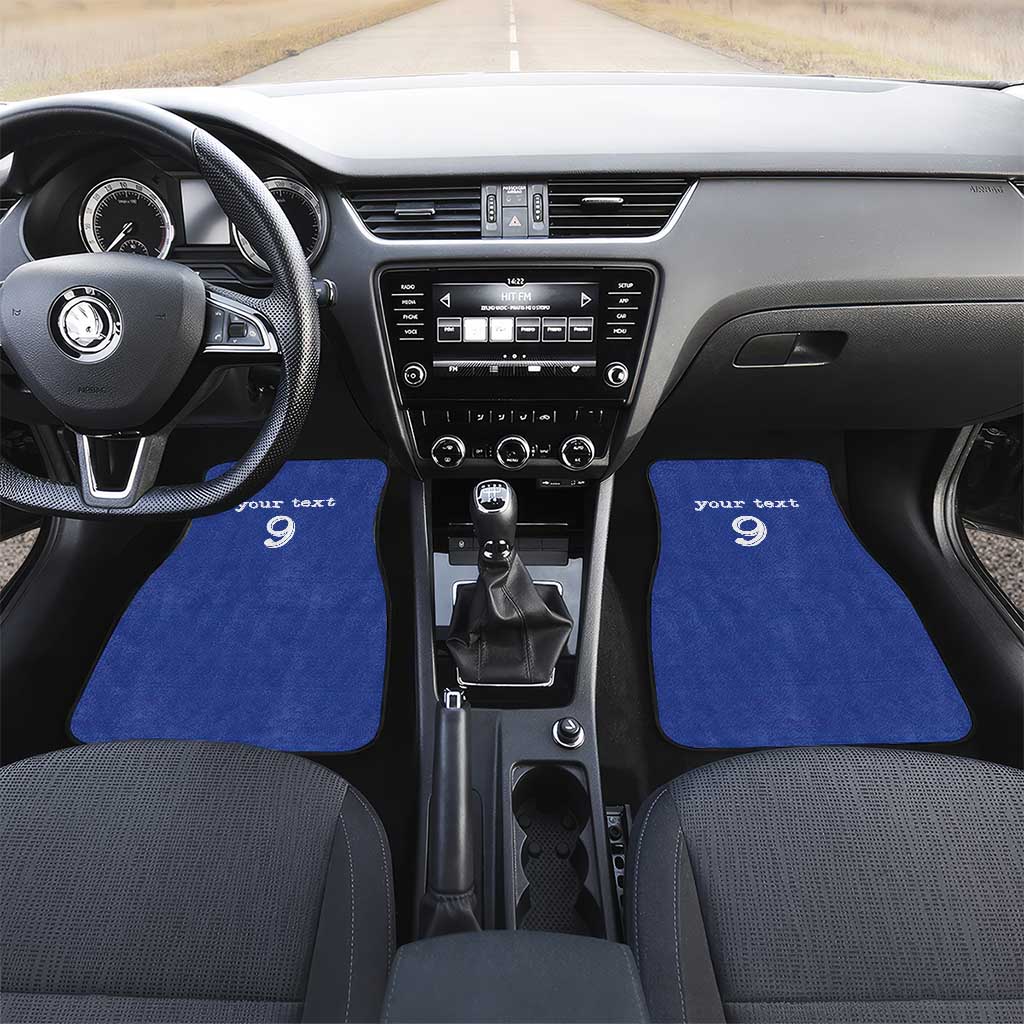 Custom Fijian Football Car Mats Tapa Pattern and Shark Tribal LT03 Set 2pcs - Front Blue - Polynesian Pride