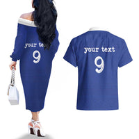 Custom Fijian Football Couples Matching Off The Shoulder Long Sleeve Dress and Hawaiian Shirt Tapa Pattern and Shark Tribal