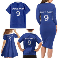 Custom Fijian Football Family Matching Long Sleeve Bodycon Dress and Hawaiian Shirt Tapa Pattern and Shark Tribal