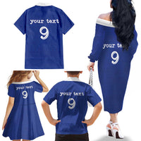 Custom Fijian Football Family Matching Off The Shoulder Long Sleeve Dress and Hawaiian Shirt Tapa Pattern and Shark Tribal
