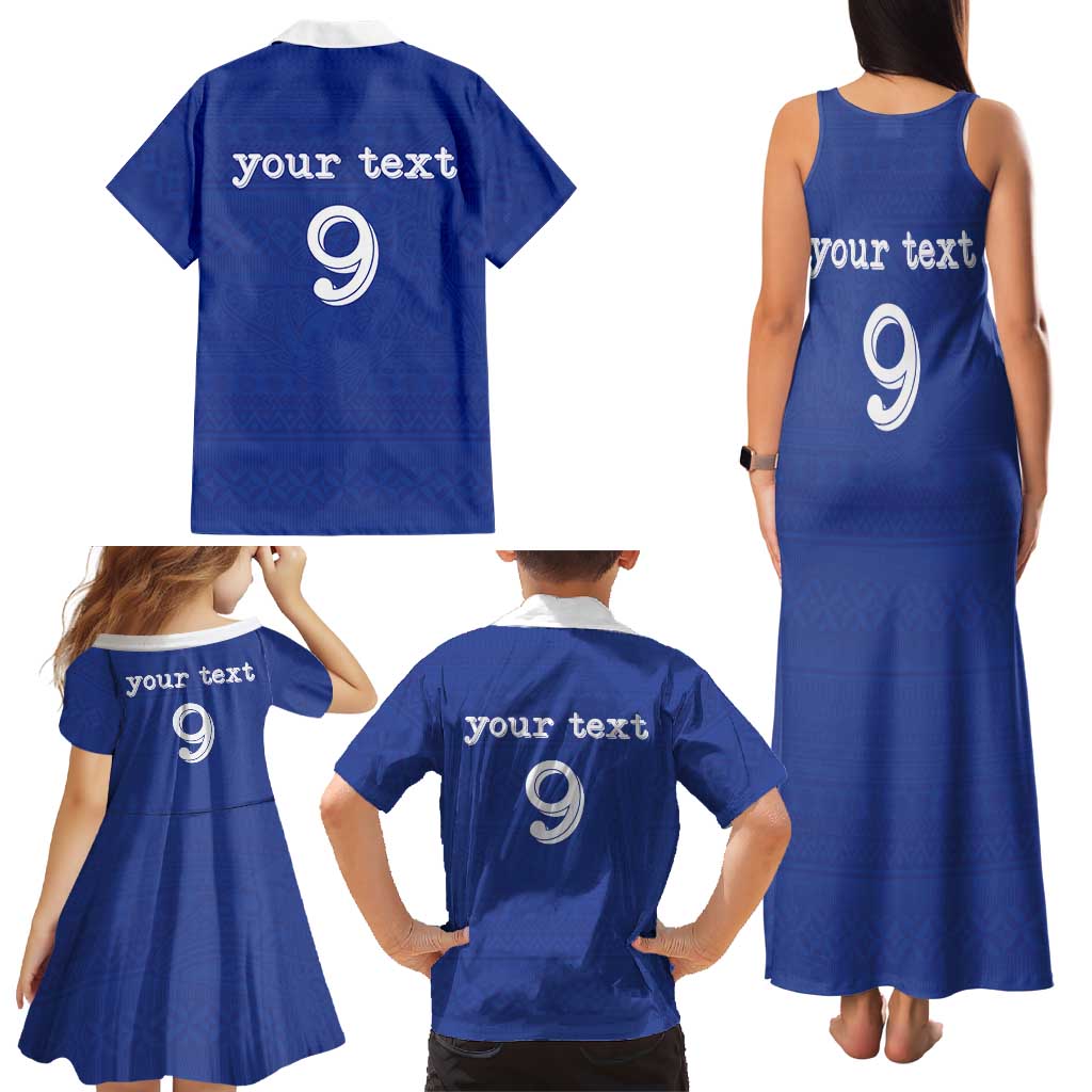 Custom Fijian Football Family Matching Tank Maxi Dress and Hawaiian Shirt Tapa Pattern and Shark Tribal