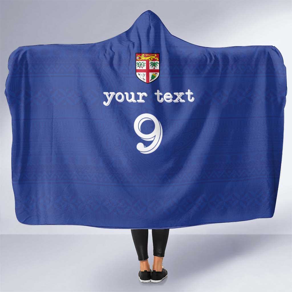 Custom Fijian Football Hooded Blanket Tapa Pattern and Shark Tribal