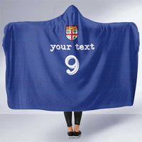 Custom Fijian Football Hooded Blanket Tapa Pattern and Shark Tribal