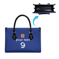 Custom Fijian Football Leather Bag Tapa Pattern and Shark Tribal LT03 - Polynesian Pride